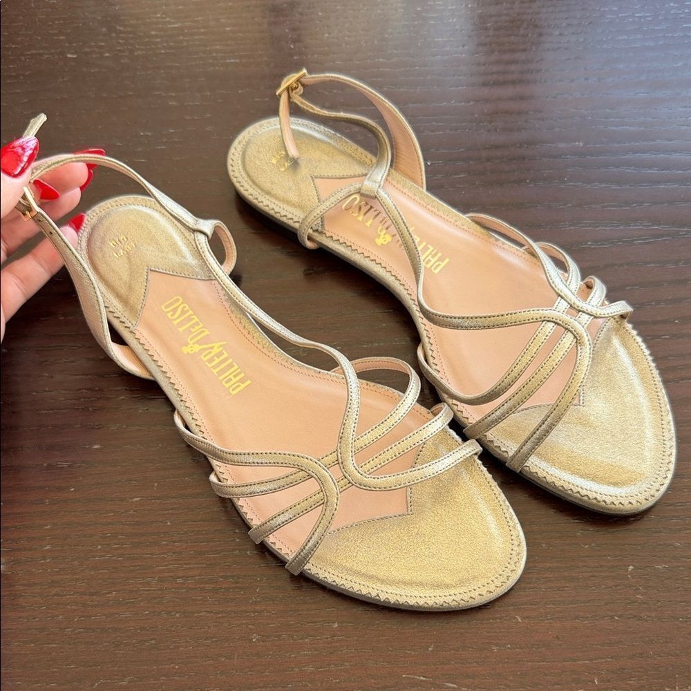 Gold Strappy Women's Sandals
